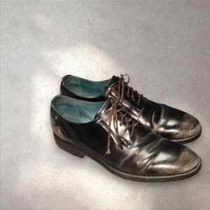 Men Vintage Leather Black Oxfords By Diesel Size 42EU/US8.5-9 MADE IN ITALY